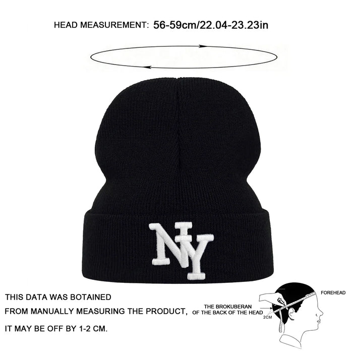 Embroidered Unisex Beanie For Autumn / Winter Warm Hip Hop Knit Cap For Men & Women