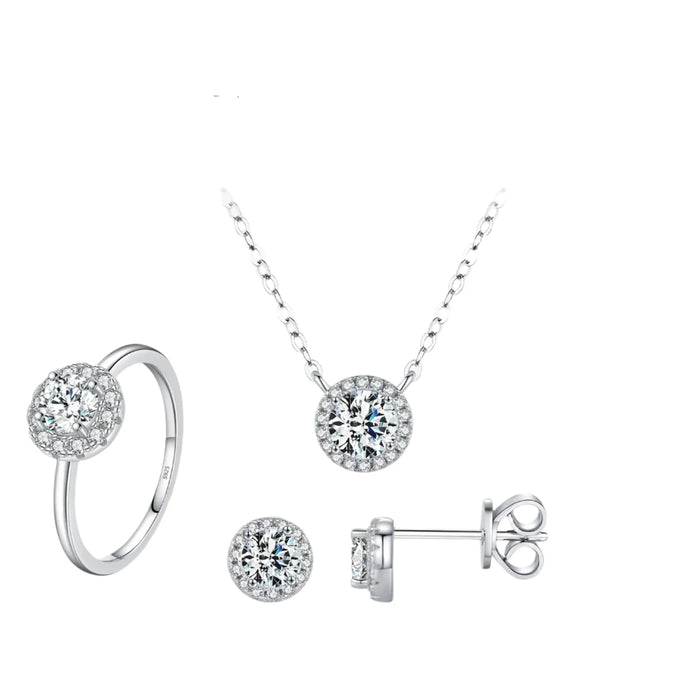 925 Sterling Silver Stunning Moissanite Jewelry Set For Women