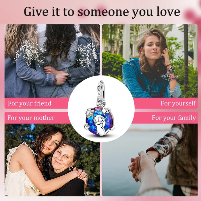 925 Sterling Silver Cat Star Charms Dangle Jewelry For Women Bracelets