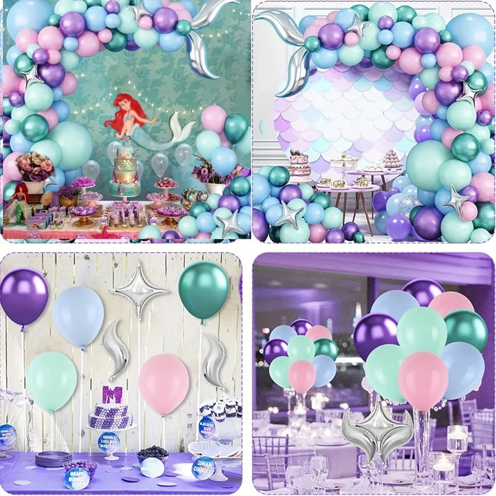 118Pcs Sea Themed Balloon Garland Arch Kit Mermaid Birthday Party Engagement Wedding Anniversary Party Scene Decoration