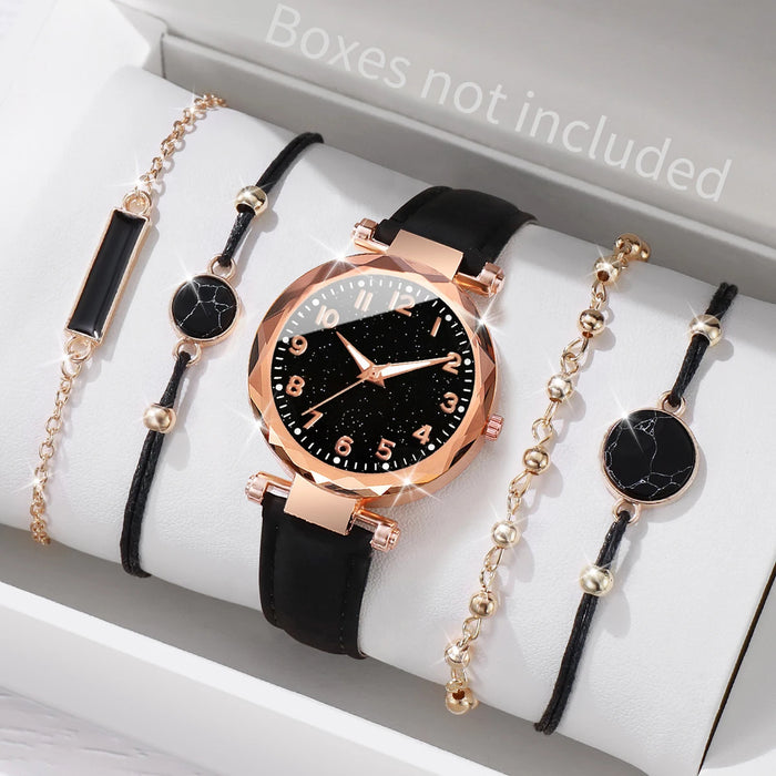 5 Piece Fashion Watch Bracelet Set for Women