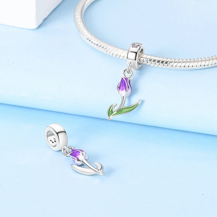 925 Sterling Silver Tulip Butterfly Pendant Fits Bracelets Diy Jewelry For Women