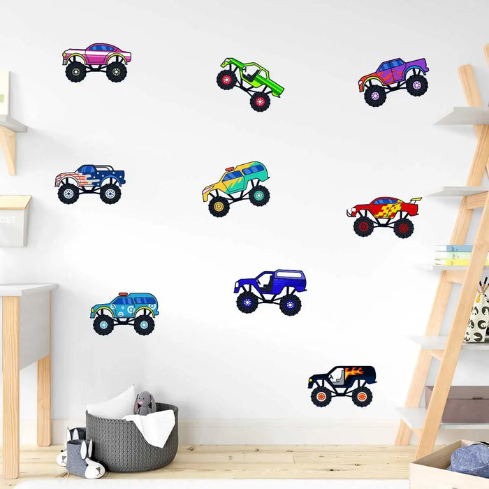 3 Piece Cartoon Car Wall Decals For Kids Room Decor