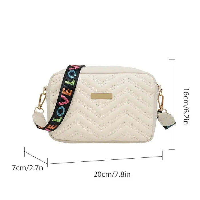 Embroidered Camera Bag with Printed Strap