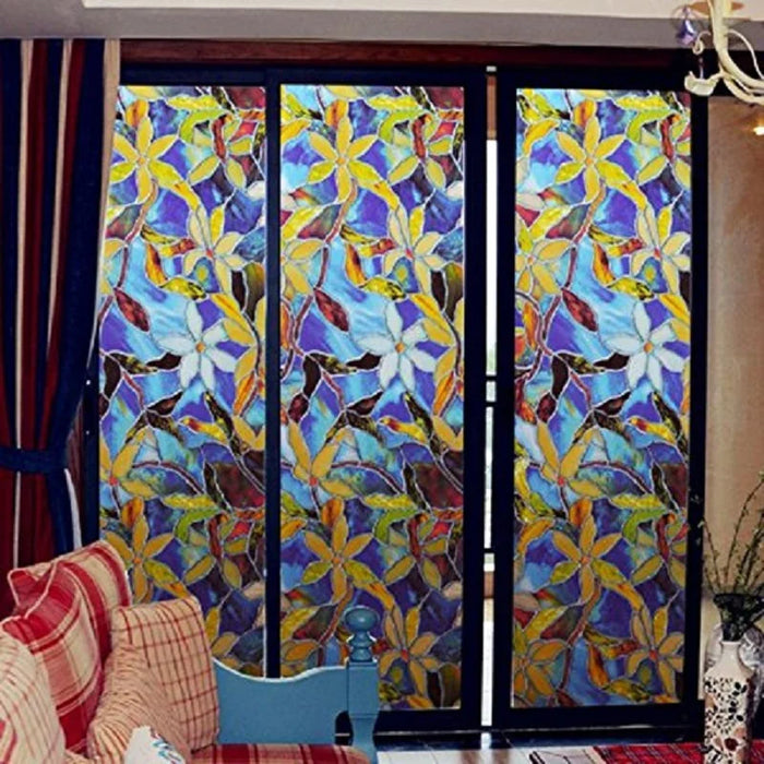Flower Pattern Frosted Window Film - Heat Control & Privacy Protection