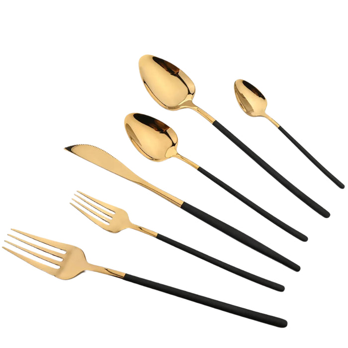 24 Piece Gold Stainless Steel Dinnerware Set With Gift Box