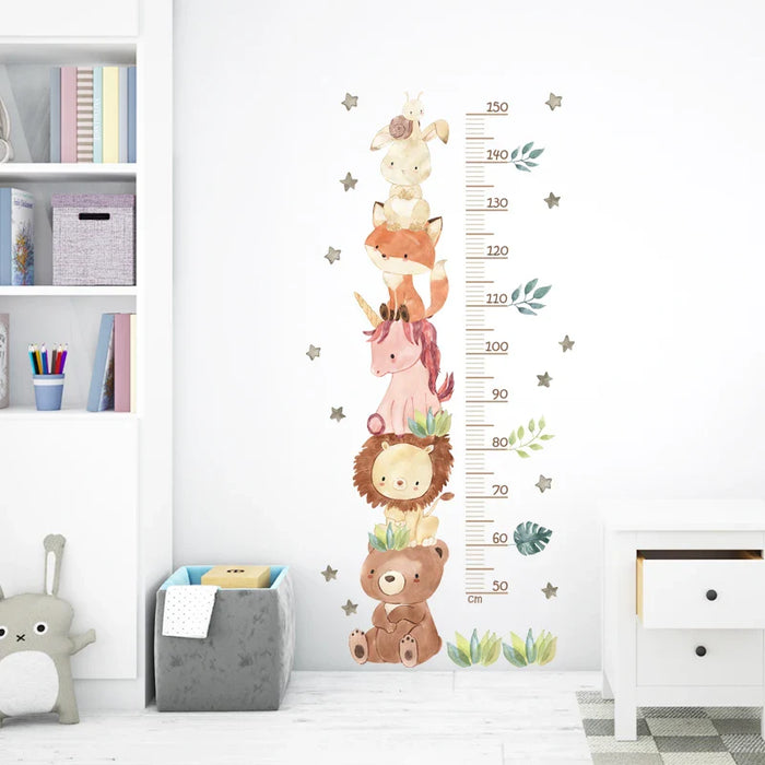 Watercolour Animal Growth Chart Wall Decals For Kids Room