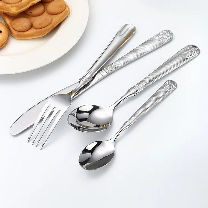 6 / 30 Piece Stainless Steel Wheat Tableware Set
