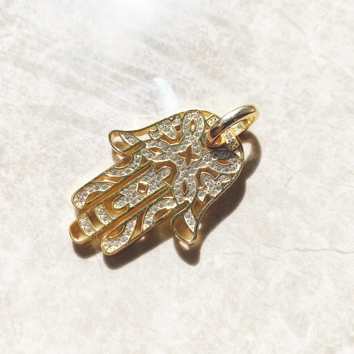 925 Sterling Silver H & Of Fatima Pendant Gold Colour Gift For Women & Men