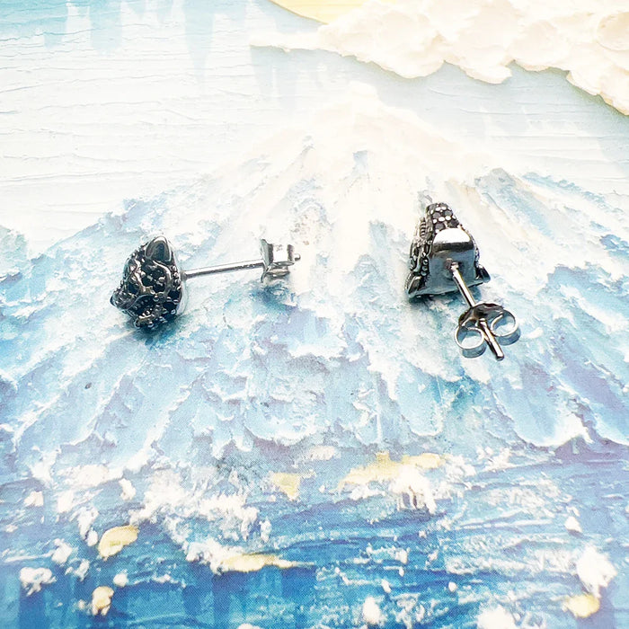 925 Sterling Silver Vintage Black Cat Earrings