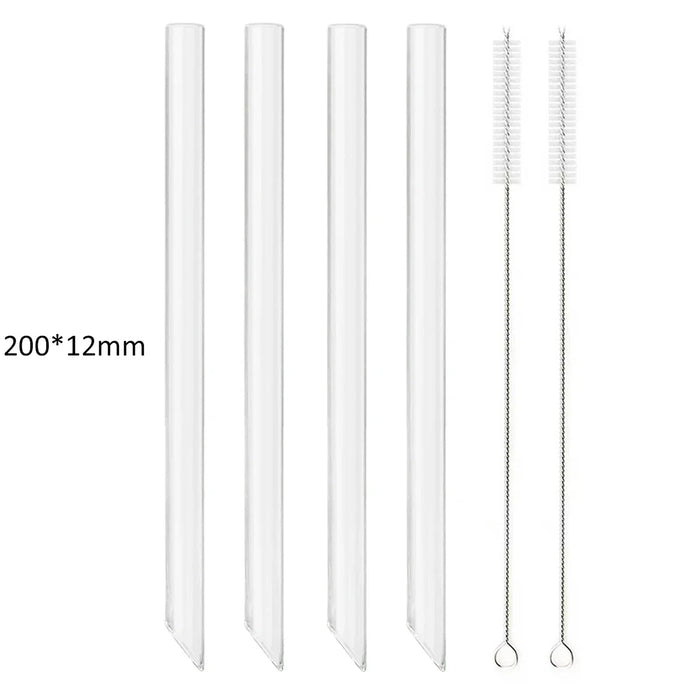 Reusable Glass Straw Set For Bubble Tea & Cocktails
