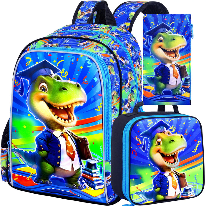16 Inch Dinosaur Backpack Set For Boys School Lunch