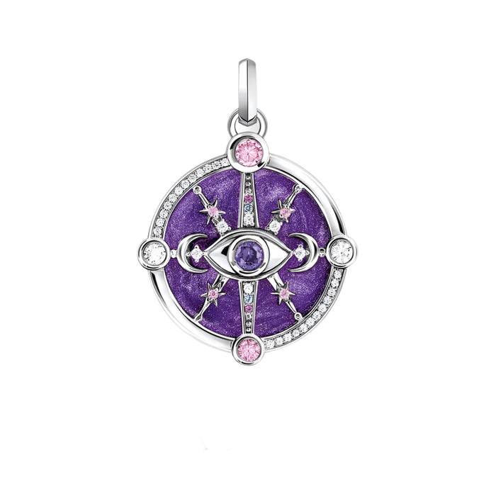 925 Sterling Silver Boho Soul Eye Star Half Moon Pendant European Style Accessory For Women