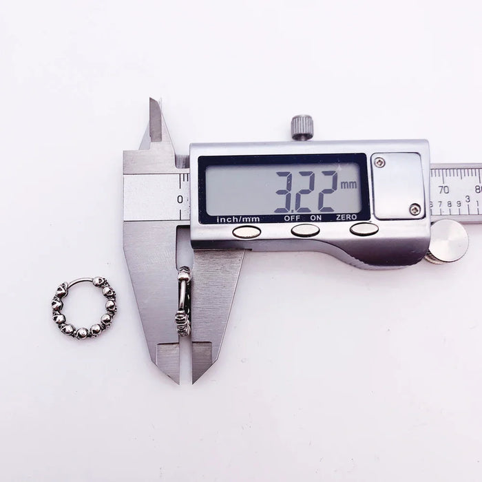 925 Sterling Silver Creole Skulls Hinged Hoop Earrings Punk Style Jewelry For Men And Women