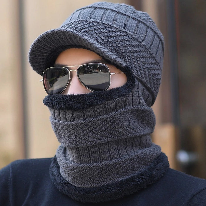 Men Winter Knit Hat With Ear Protection Windproof & Warm Baseball Cap For Outdoor Riding