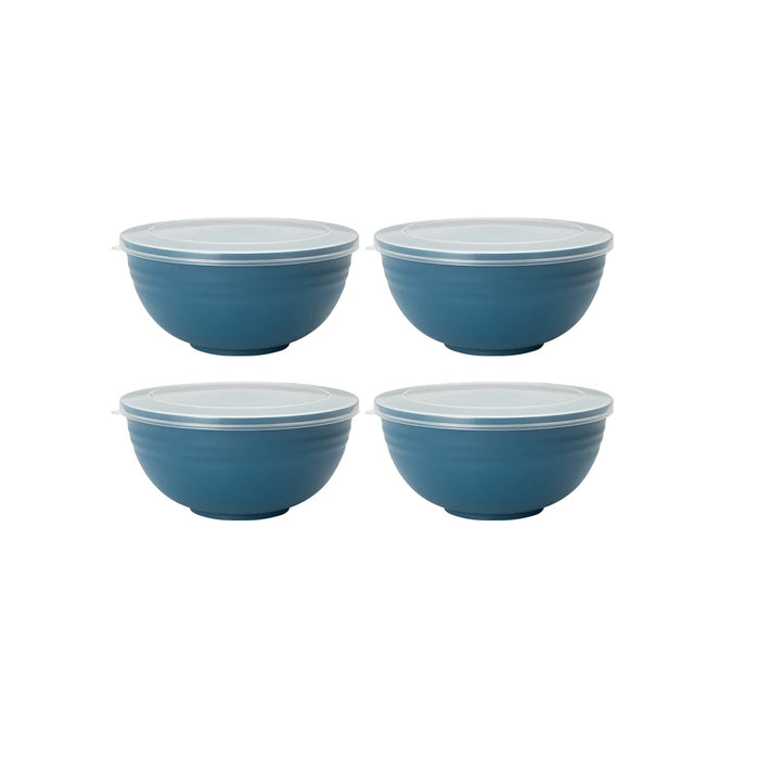 2 / 4 / 6 Piece Reusable Dark Blue Plastic Bowls With Lids