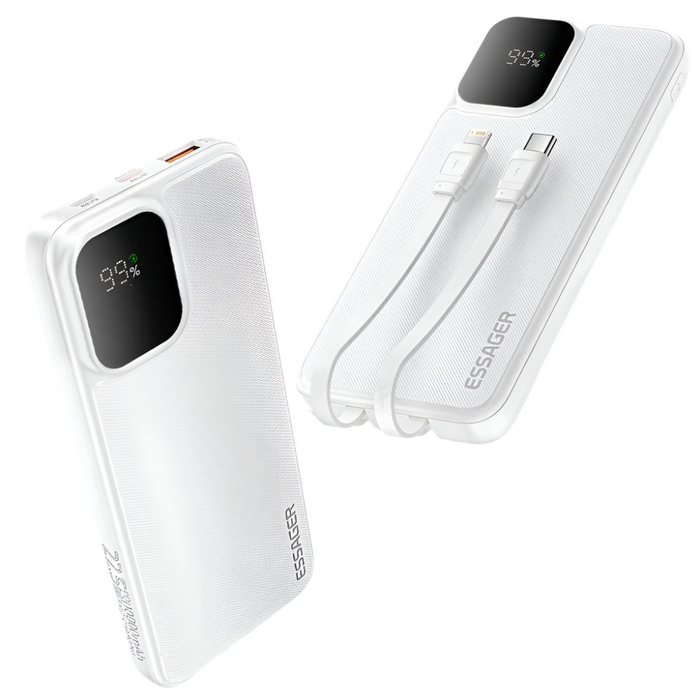 22.5W 20000Mah Powerbank Pd Fast Charger With Two Cables Portable 10000Mah External Battery For Iphone 16 Xiaomi Samsung