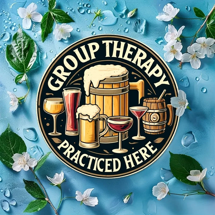 Retro Beer Bar Sign Group Therapy Here