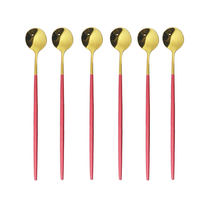 6 Piece Stainless Steel Dessert Spoon Set For Coffee Tea And More