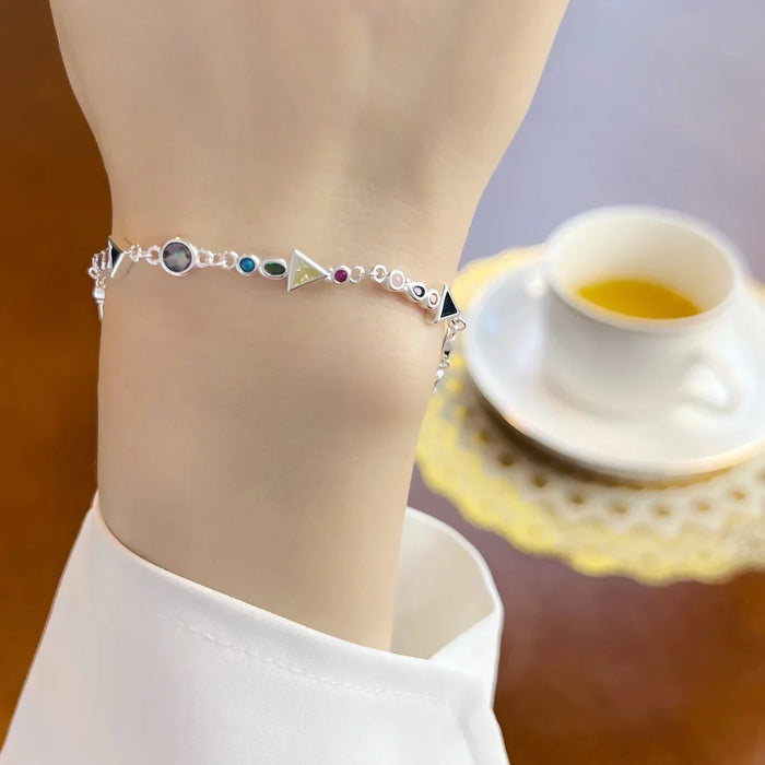 925 Sterling Silver Boho Paradise Journey Bracelets Colourful Chain For Women
