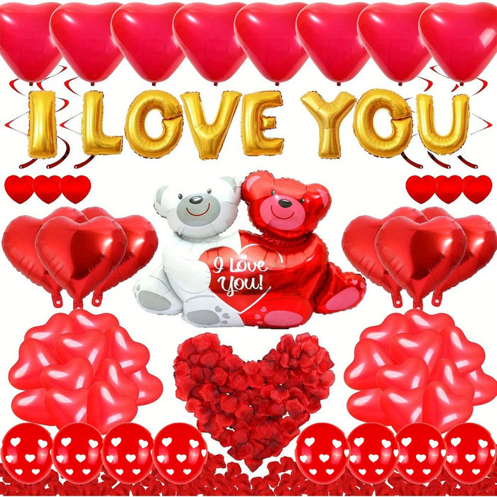 40 / 59 / 60 / 121 / 126Pcs Teddy Bear Red Heart Party Balloon Set Suitable For Valentine'S Day Mother'S Day Wedding Party Decoration
