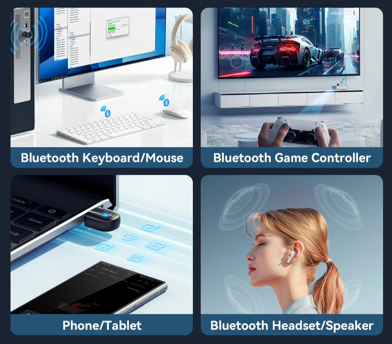 Usb Bluetooth Adapter Dongle Bluetooth 5.3 For Pc Laptop Speaker Audio Receiver Wireless Mouse Keyboard Usb Transmitter