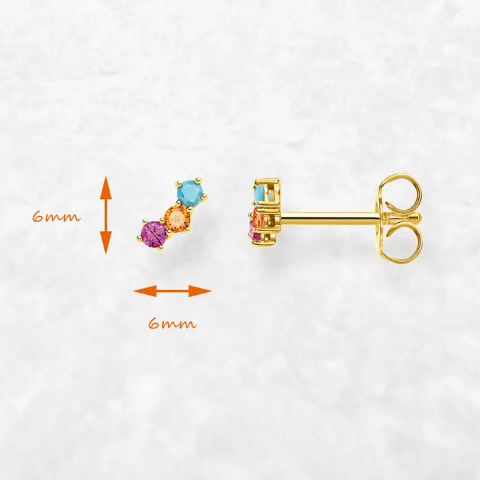 925 Sterling Silver Colourful Stone Ear Studs For Women