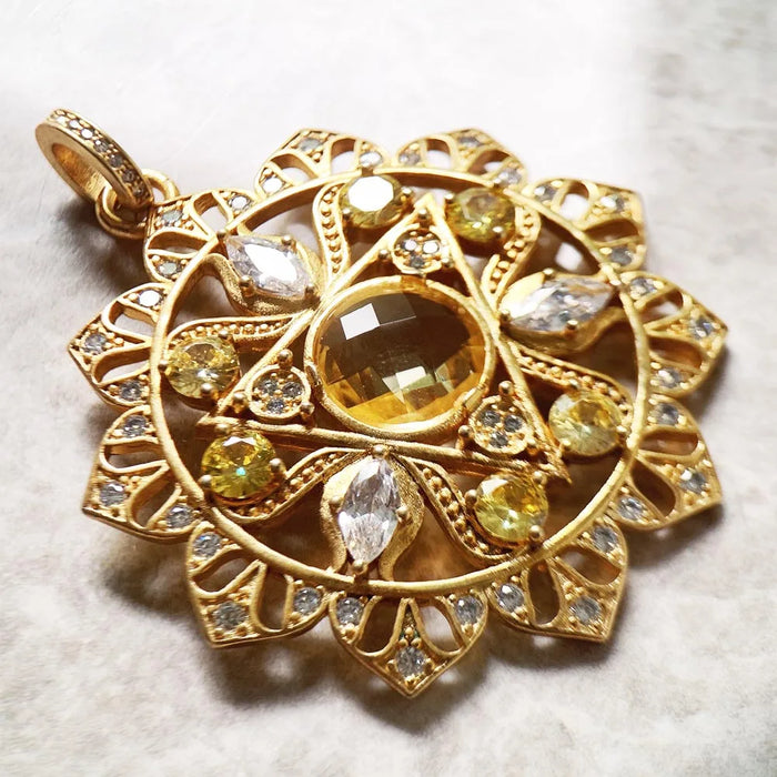 925 Sterling Silver Sun Chakra Pendant Solar Plexus Jewelry For Women