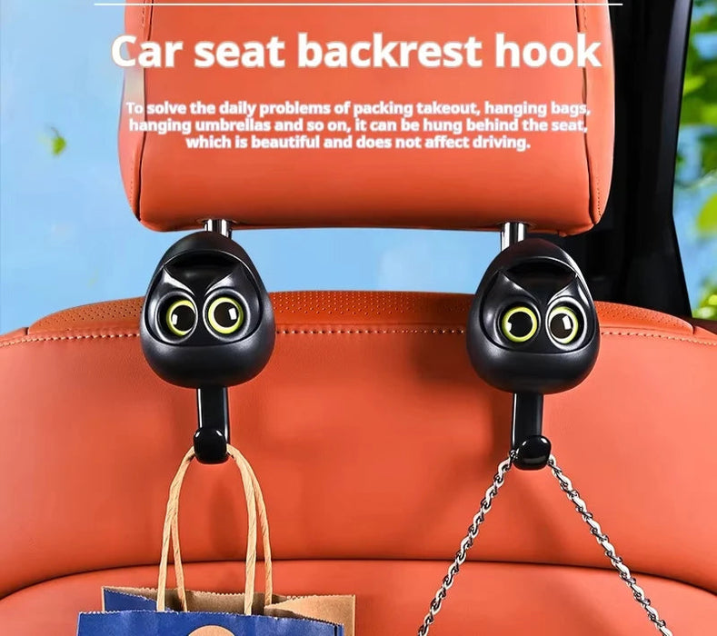 Cartoon Owl Car Seat Back Hook Large Load-Bearing Can Open / Close Eyes Universal Headrest Holder