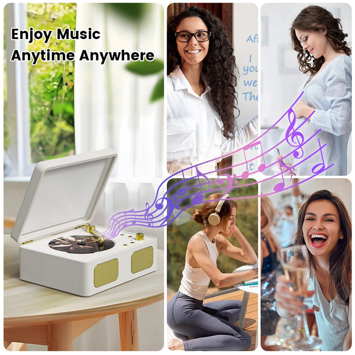 Retro Cd Player Bluetooth Speaker Turntable Speaker Bluetooth 5.4 Wireless Cd Player 3.5Mm Aux Desktop Player For Desktop Pc