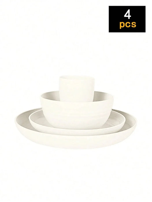 4 / 16 / 24 Piece Reusable Plastic Tableware Set For Family Picnics & School Supplies