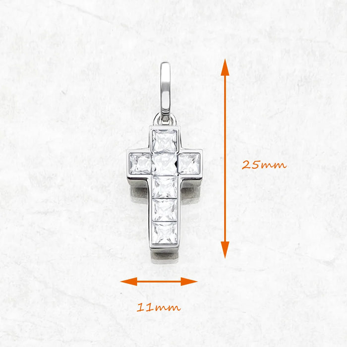 925 Sterling Silver White Cross Pendant Trendy Accessory For Women