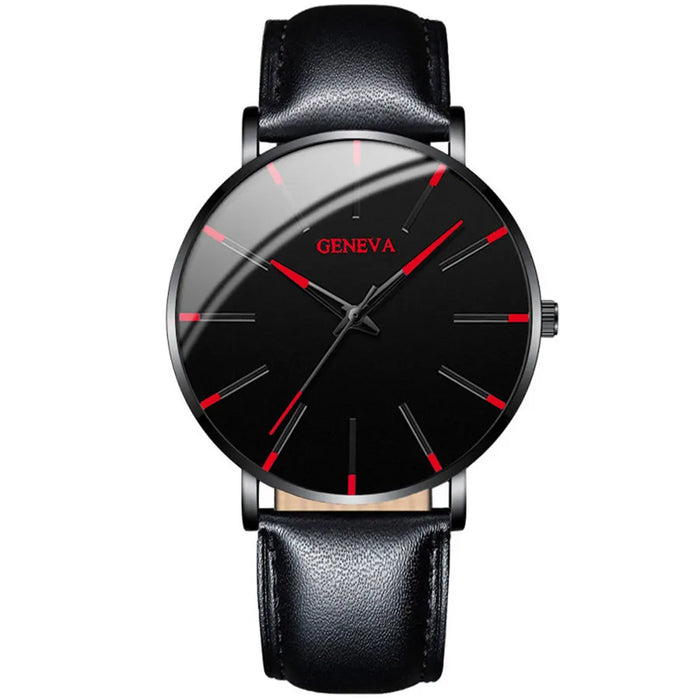 3 Piece Mens Fashion Watch Set Leather Band Quartz Movement