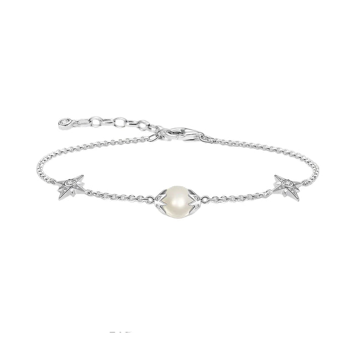 925 Sterling Silver Cosmic Pearl Star Bracelet For Women