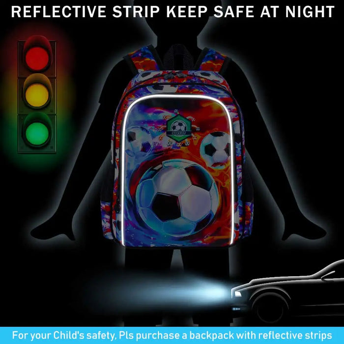 16 Inch Soccer Backpack With Lunch Box For Boys