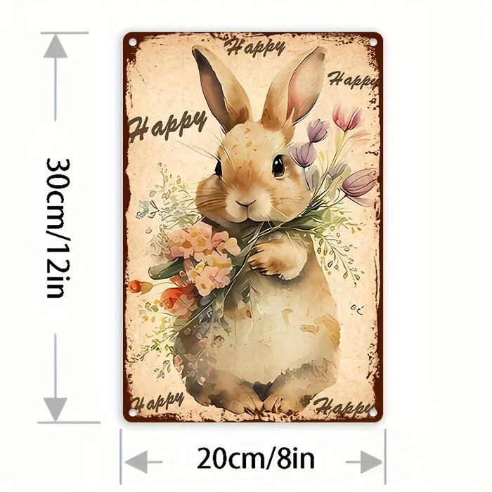 Easter Bunny Metal Sign For Cafe Or Living Room Decor