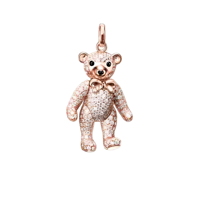 925 Sterling Silver Rose Gold Teddy Bear Pendant Real Jewelry For Women