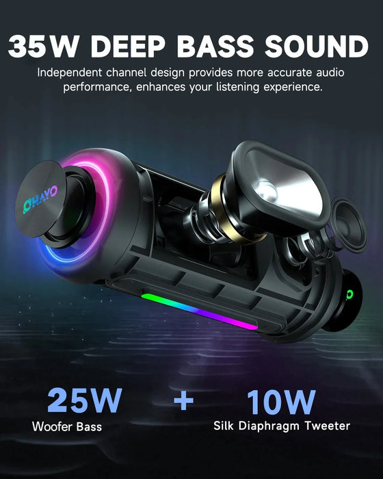 Waterproof Bluetooth Speaker With Led And Mic 24H Playtime