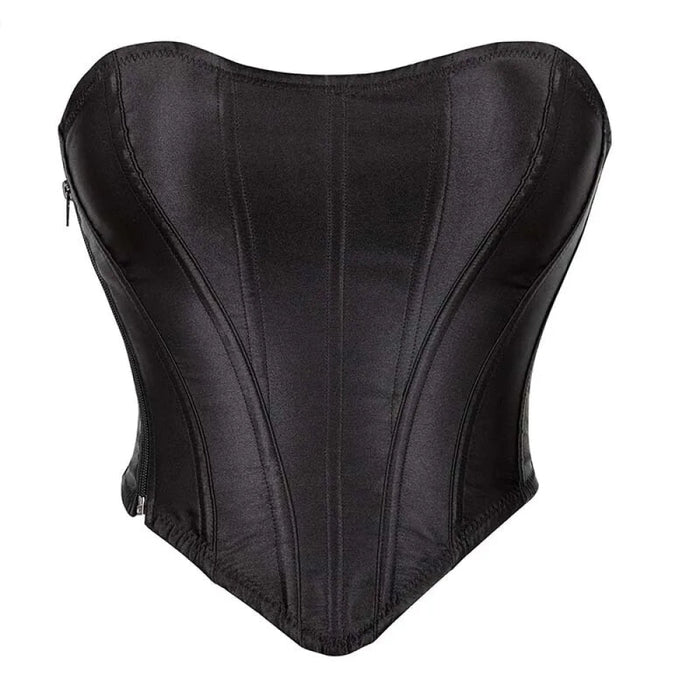 Strapless Lace-Up Satin Corset Plus Size Gothic Bustier