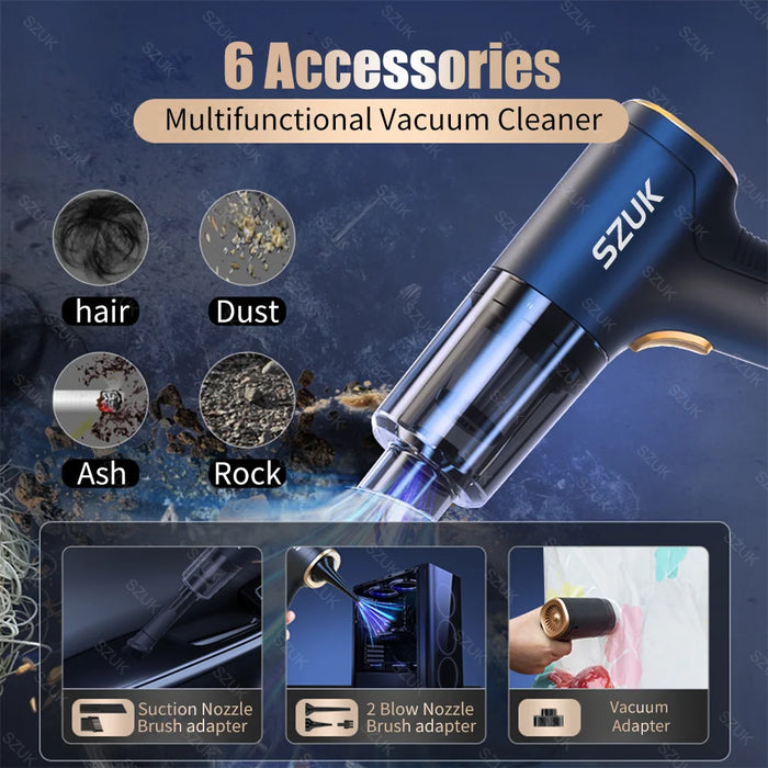 Powerful Wireless Car Vacuum Cleaner Strong Suction Portable