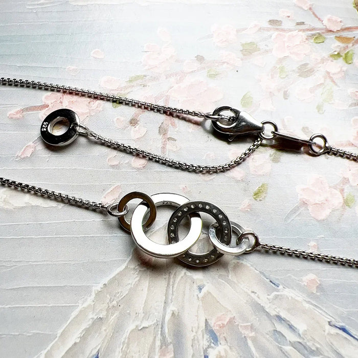 925 Sterling Silver Forever Together Necklace Link Chain Romantic Gift