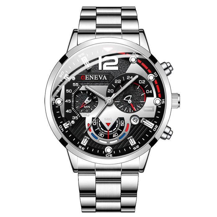 3 Piece Mens Silver Steel Watch Set - Without Box