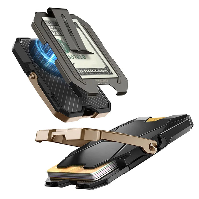 For Iphone 16 / 15 / 14 / 13 / 12 Magsafe Wallet With 6 Cards Holder Stand Metal Lock Case