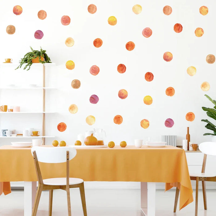 36Pcs Orange Watercolour Polka Dot Wall Stickers For Kids Room