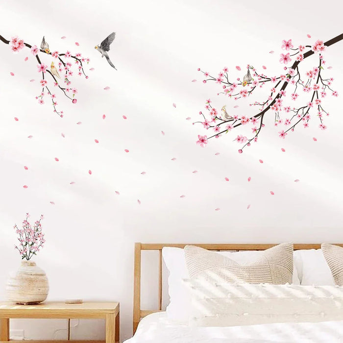 Watercolour Bird & Sakura Flower Wall Sticker For Home Decor