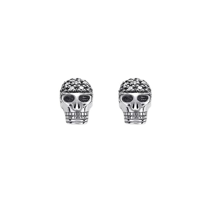 925 Sterling Silver Vintage Blackened Skull Studs