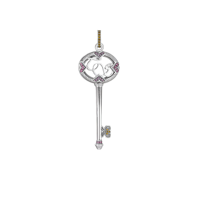 925 Sterling Silver Bohemian Key Pendant Richly Ornamented Fine Jewelry For Women & Men