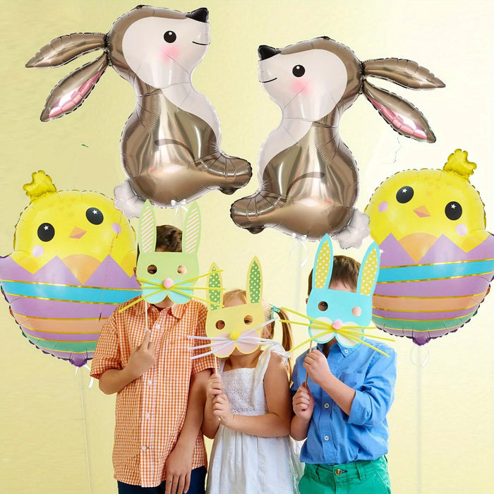 Cartoon Shell Chick And Bunny Easter Balloon 32-Inch 4Pcs Balloon Set Bunny Balloon Easter Decoration Bunny Birthday Decoration