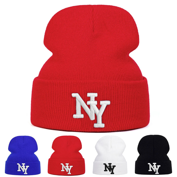 Embroidered Unisex Beanie For Autumn / Winter Warm Hip Hop Knit Cap For Men & Women