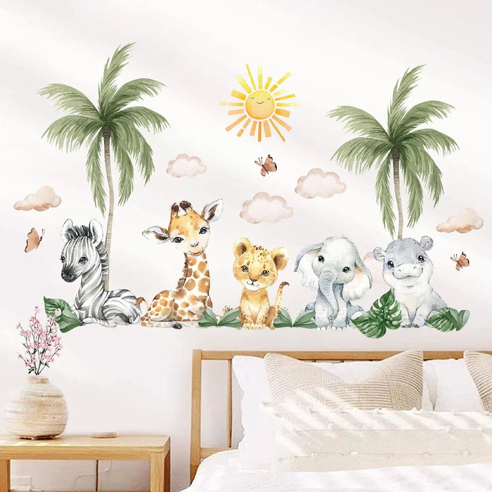 2 Piece Safari Animal Wall Decals For Kids Room Decor